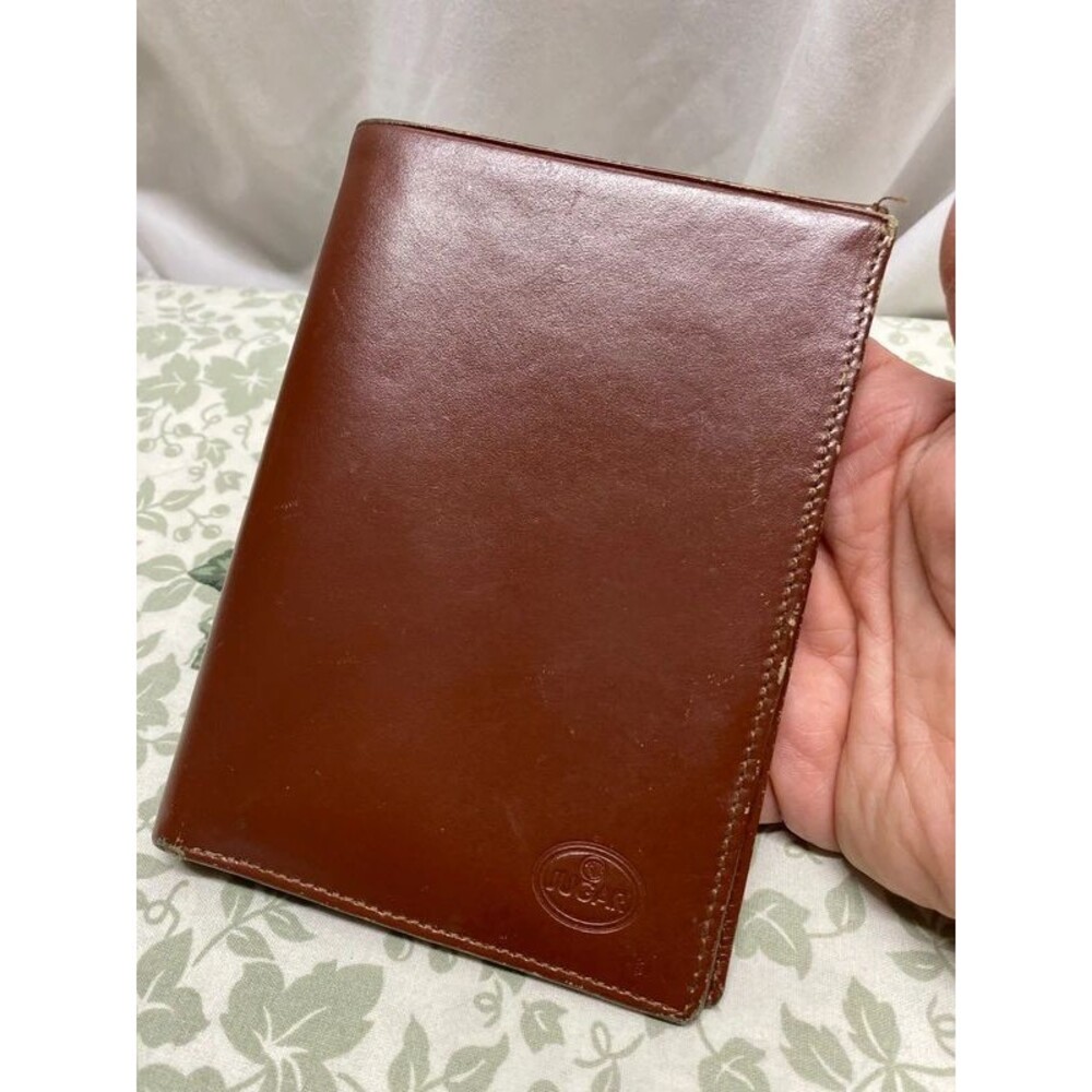 Jugar Leather bill fold wide wallet brown car theme